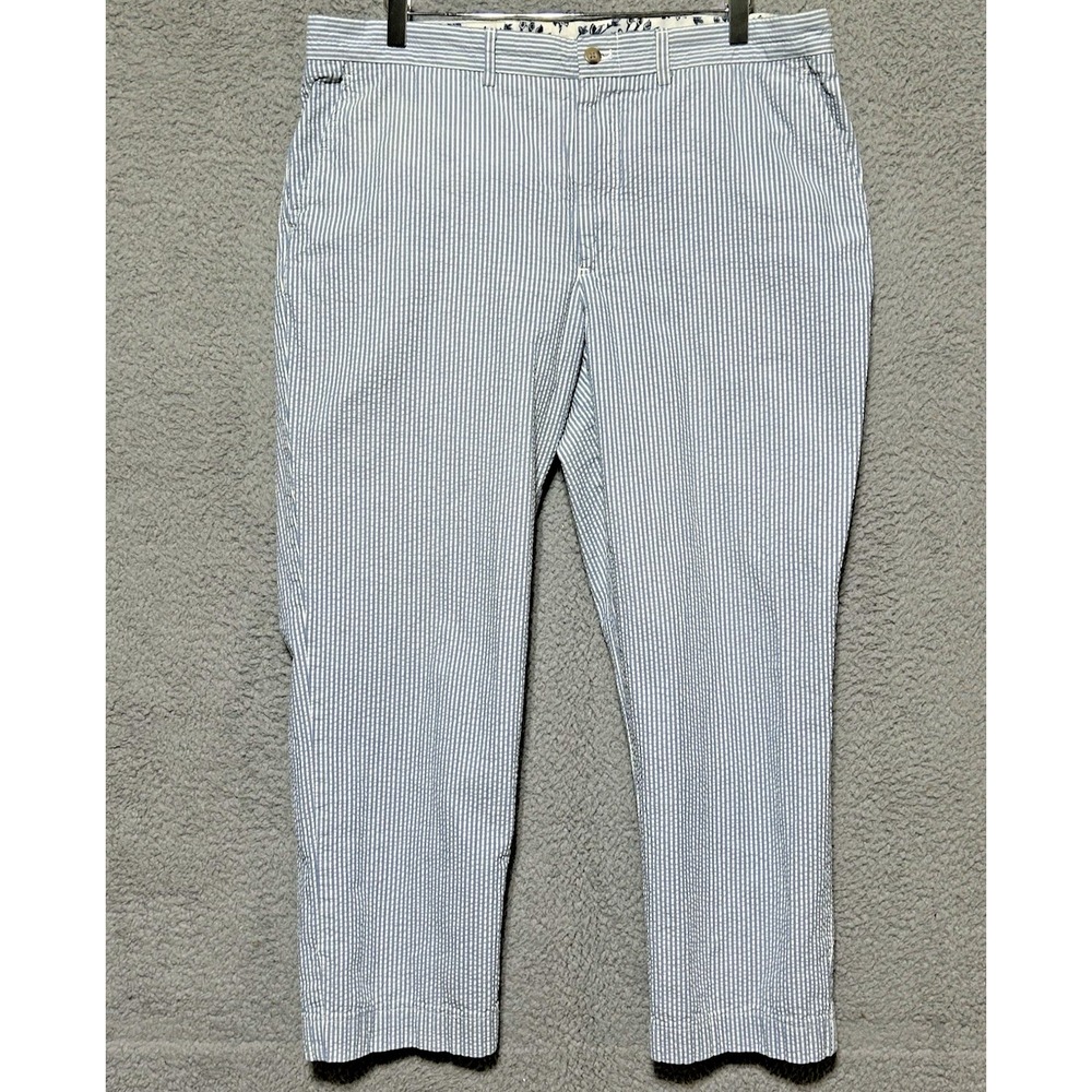Polo Ralph Lauren Mens Seersucker Chino Pants Blue/White Striped 36X27